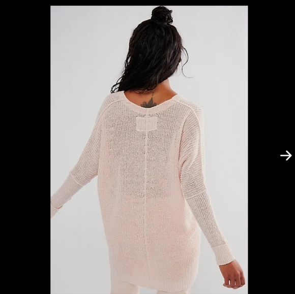 NEW Free People We The Free jamie Linen V-neck Sweater in Starfish Small $168 - Picture 5 of 11